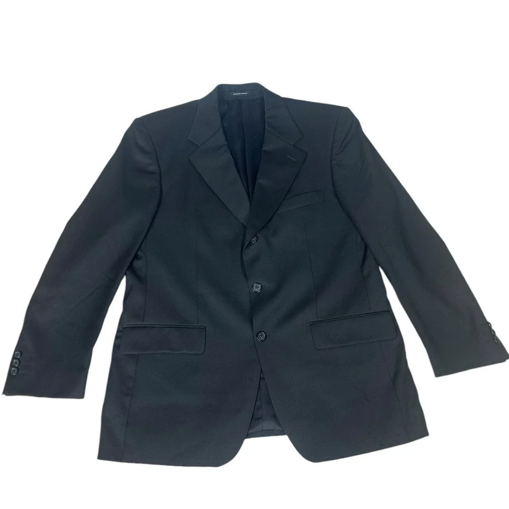 Yves Saint‎ Laurent Worsted Wool Blazer Sport Coat Mens 42R Black Union Made CA